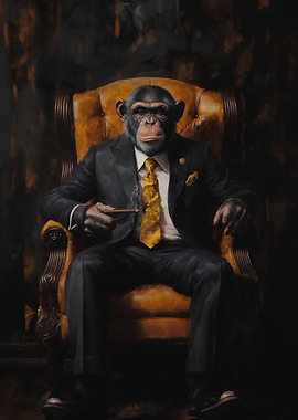Chimp in Suit on the Wallstreet