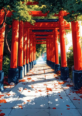 Japanese Torii Gate Pathway