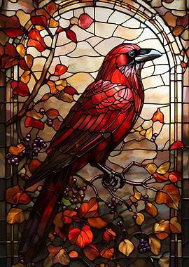 Stained Glass Raven