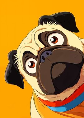 Pug Cartoon Illustration