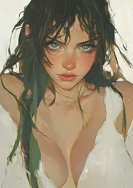 Wild Spirit: Young Woman with Intense Green Eyes