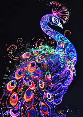 Neon Peacock Art
