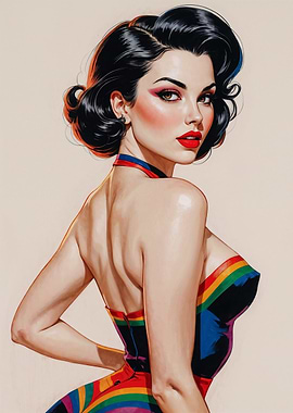 Brunette Pin-up Rainbow