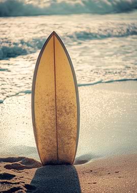 Surfboard on Sandy Beach