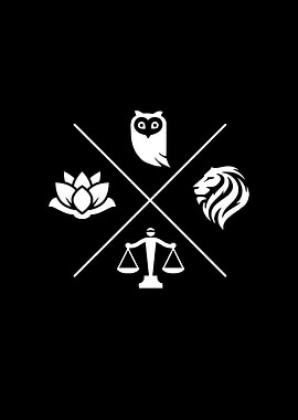 Owl, Lion, Lotus, Justice