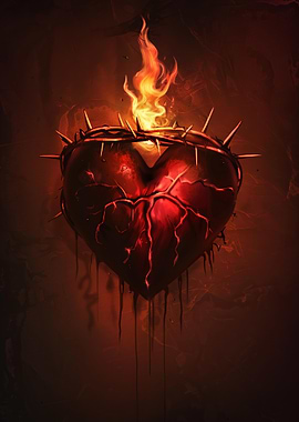 Flaming Heart with Thorns