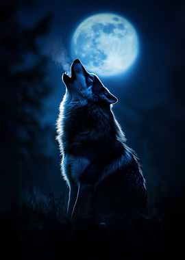 Wolf Howling at the Moon