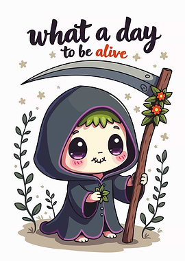 Cute Grim Reaper Illustration