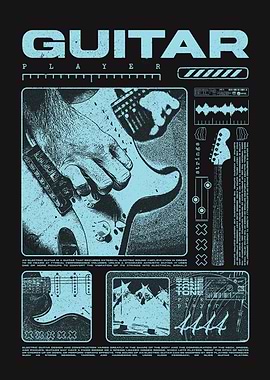 Guitar Player Grunge Style Poster