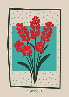 Gladiolus Flower Mid Century