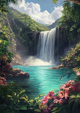 Tropical Waterfall Paradise