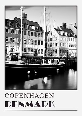 Copenhagen Harbor Boat Photo Travel Poster