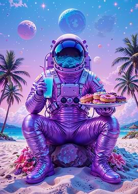 Astronaut on Tropical Beach