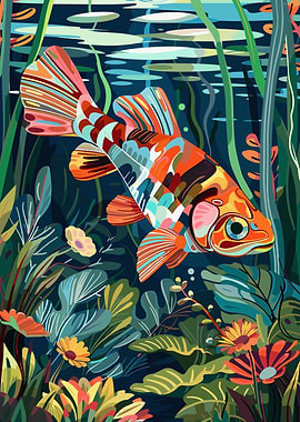Colorful Fish in Underwater Garden