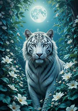 White Tiger in Moonlight