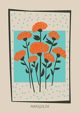 Marigolds Floral Mid Century