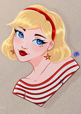 Red and White Striped Girl