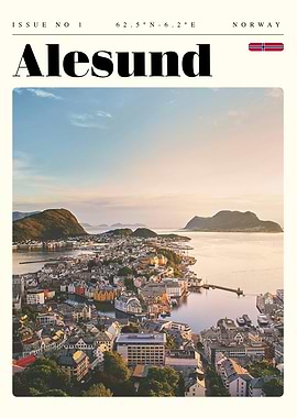 Alesund Norway Travel Art Poster
