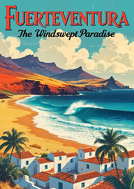 Vintage Travel Poster Fuerteventura Paradise