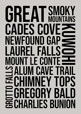 Great Smoky Mountains Typography