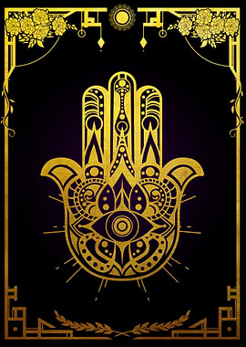 Gold Hamsa Hand with Eye
