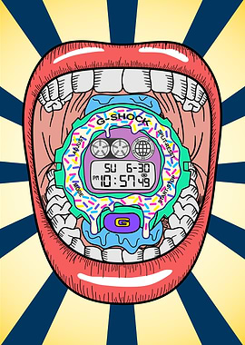 Colorful Watch in Mouth