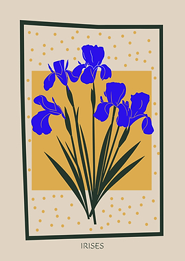 Irises Floral Mid Century
