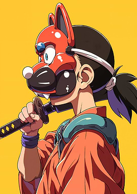 Anime Samurai with Mask
