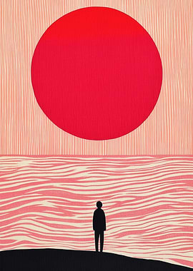 Silhouette Under Red Sun