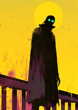 Silhouette with Glowing Eyes