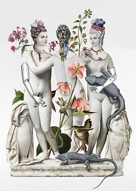 Three Graces with Flowers, Birds and Reptiles