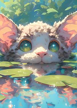 Cute Cat in Water Animal