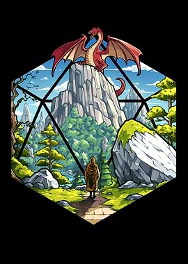 Dragon on Mountain Peak D20