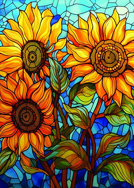 Stained Glass Sunflowers