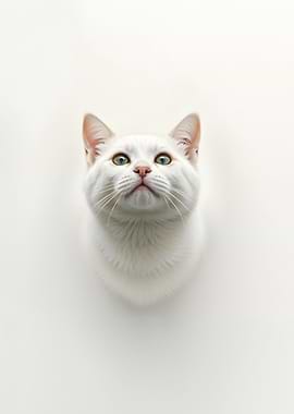 White Cat Looking Up