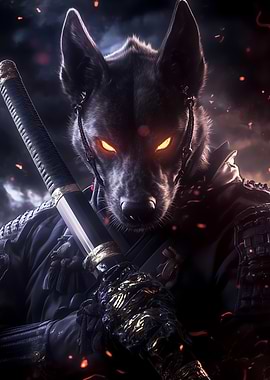 Great Dane Dog Samurai Warrior