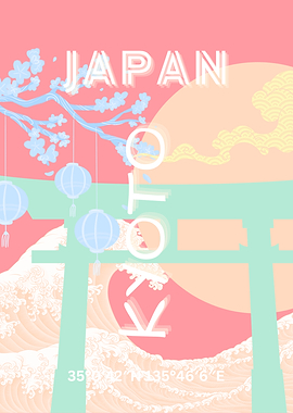 Kyoto Japan Pastel Travel Art