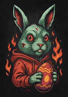 Zombie Hoodie Bunny – Creepy Funny Easter Egg