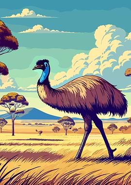 Emu in Australian Outback