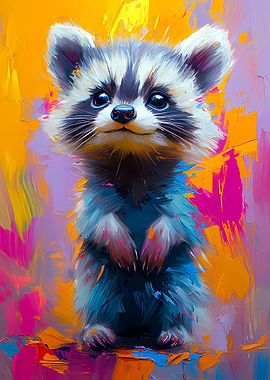 Cute Raccoon Painting