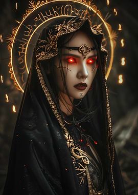 The Scarlet Benediction -Dark Sorceress with Red Eyes