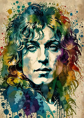 Robert Plant Watercolor Portrait