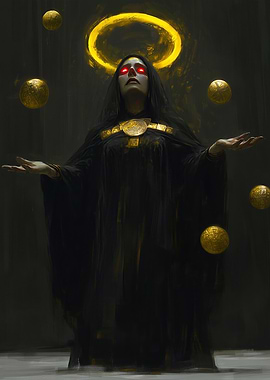 Ascension of the Drowned Flame - Dark Sorceress with Golden Halo