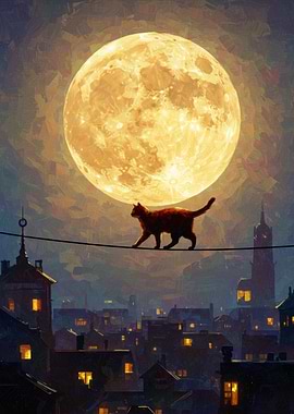 Cat on a Wire, Full Moon
