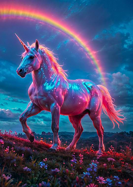 Magical Unicorn with Rainbow