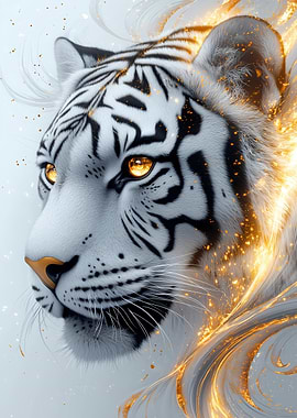 White Tiger with Golden Sparks