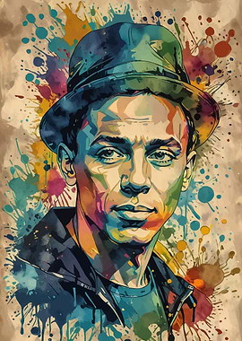 Logic Rapper Watercolor Portrait