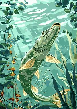 Pike Fish Underwater