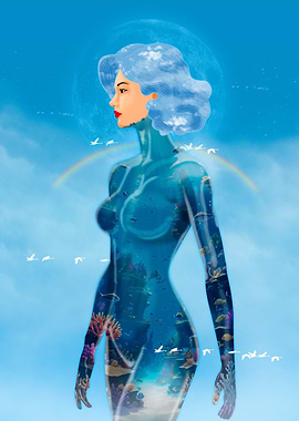 Woman with Ocean Inside