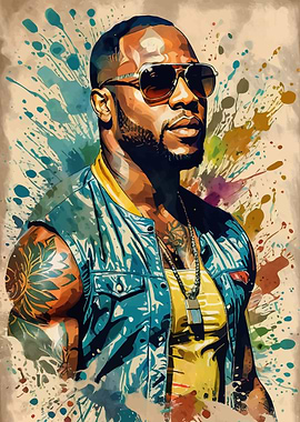 Flo Rida Rapper Watercolor Portrait
